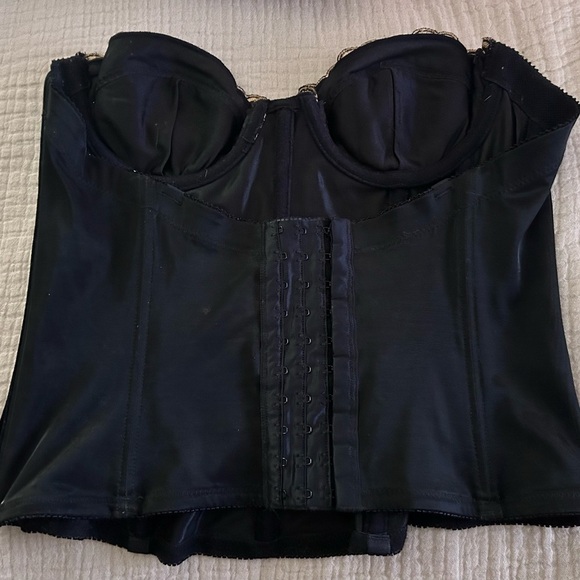 Black Velvet Corset with Gold Lace Trim - Picture 2 of 4